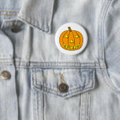 Trompet Halloween Pumpkin Ronde Button 5,7 Cm (In situ)