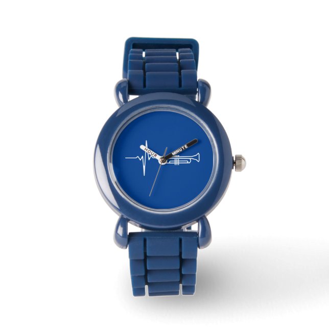 Trompet Heartbeat Trompet Player Gift Horloge (Voorkant)