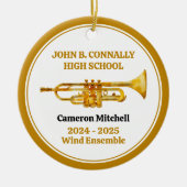 Trompet High School Band Custom Gold Kerstmis Keramisch Ornament (Voorkant)