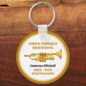 Trompet High School Band Custom Gold Kerstmis Sleutelhanger (Achterkant)