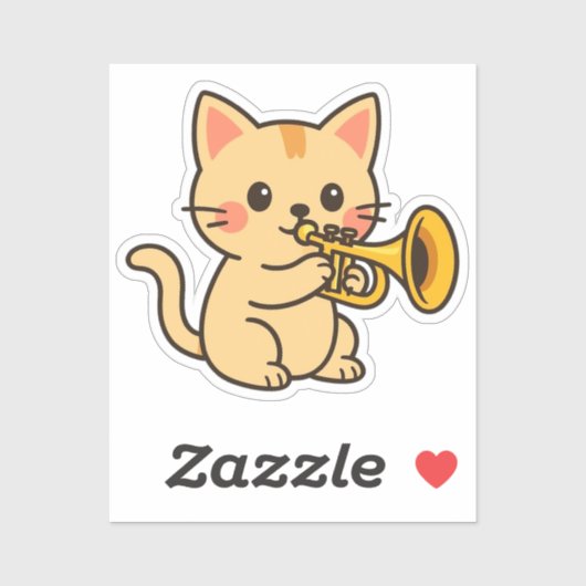 Trompet Kat Muziek Kunst Sticker (Vel)