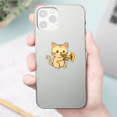 Trompet Kat Muziek Kunst Sticker (Telefoon)