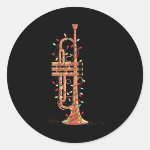Trompet Kerst Grafische Lichten Liefhebber Speler Ronde Sticker