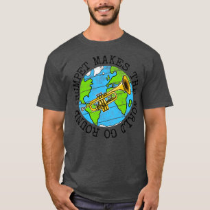 Trompet laat de wereld rond trompetter Aarde D gaa T-shirt