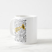 Trompet met muzieknoten, messing muzikant koffiemok (Voorkant links)