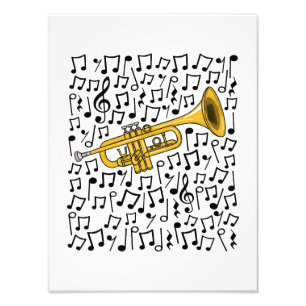 Trompet Musical Notes Trompettist Brass Musician Foto Afdruk