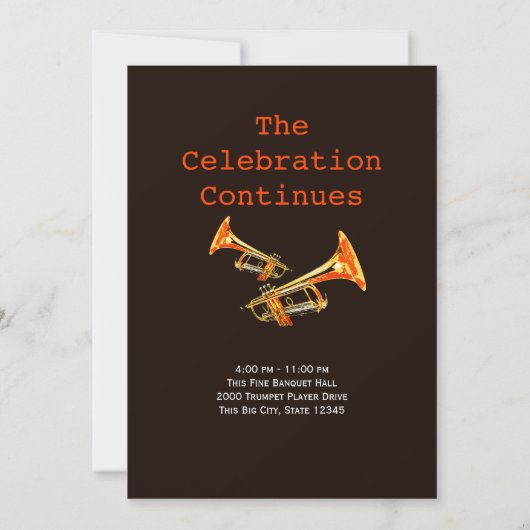 Trompet muziek bar mitswa kaart (Achterkant)