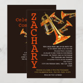 Trompet muziek bar mitswa kaart (Voorkant / Achterkant)