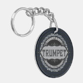 Trompet Muziek Nota Cirkel Sleutelhanger (Voorkant Links)