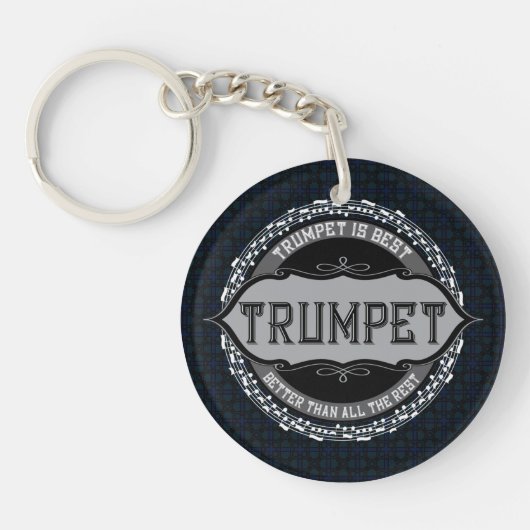 Trompet Muziek Nota Cirkel Sleutelhanger (Voorkant)