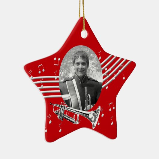 Trompet muziek Red Star Keramisch Ornament (Rechts)