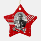 Trompet muziek Red Star Keramisch Ornament (Voorkant)