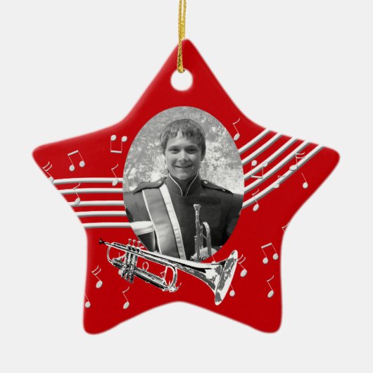 Trompet muziek Red Star Keramisch Ornament (Voorkant)