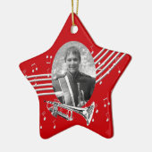 Trompet muziek Red Star Keramisch Ornament (Links)