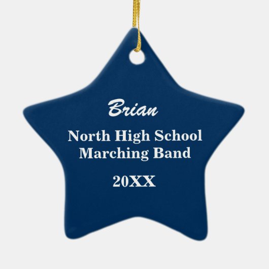 Trompet muziek ster blauw keramisch ornament (Achterkant)