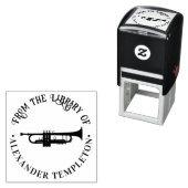 Trompet Muziekinstrument Rond Bibliotheek Boeknaam Zelfinktende Stempel (In situ)