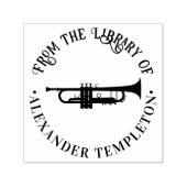 Trompet Muziekinstrument Rond Bibliotheek Boeknaam Zelfinktende Stempel (Design)