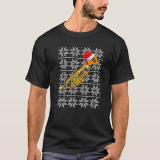 Trompet Muzikale Kerstverlichting Santa Hoed Tromp T-shirt