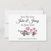 Trompet muzikant bruiloft Save the Date (Voorkant)