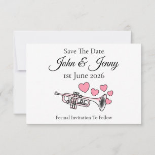Trompet muzikant bruiloft Save the Date