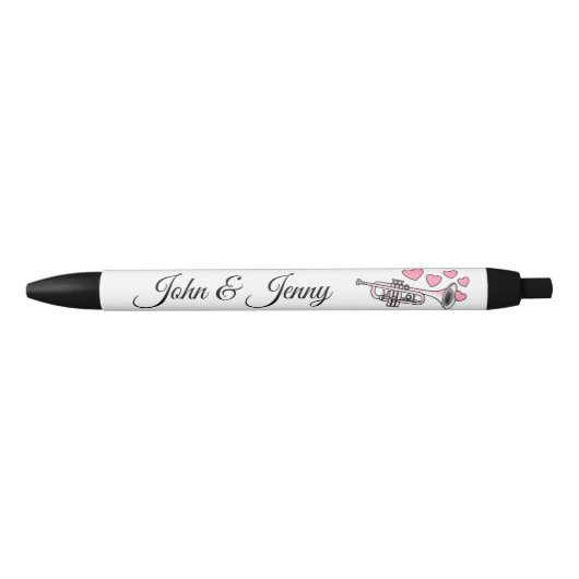Trompet Muzikant Custom Wedding Favoriet Gift Zwarte Inkt Pen (Voorkant)