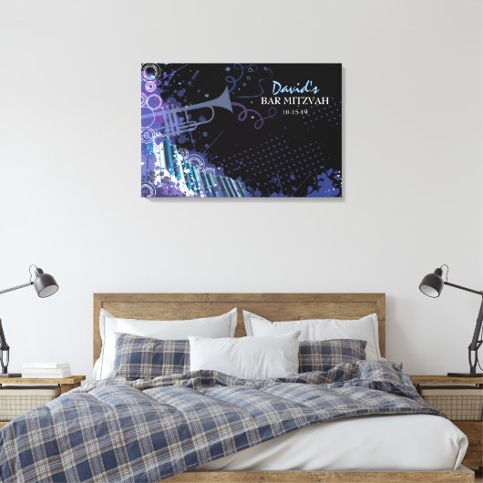Trompet & Piano Bar Bat Mitzvah Inloggen Board Canvas Afdruk (Insitu (Slaapkamer))