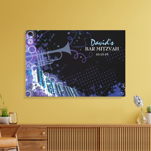 Trompet & Piano Bar Bat Mitzvah Inloggen Board Canvas Afdruk (Insitu (Woonkamer))