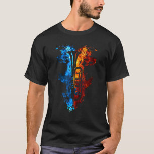 Trompet Rood Blauw Vuur Muziekinstrument Brand 1 T-shirt