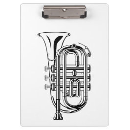 Trompet schets muziekinstrument in zwart en wit klembord