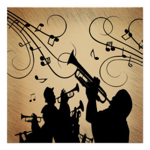 Trompet Sectie Rustiek Muziekontwerp Perfect Poster
