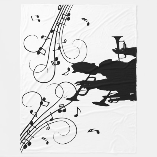 Trompet sectie zwart-witte muziek fleece deken (Voorkant)