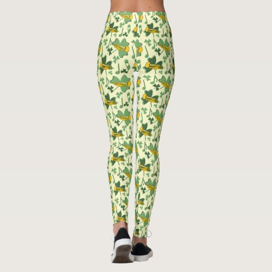 Trompet Shamrock Muzieknoten Leggings (Achterkant)