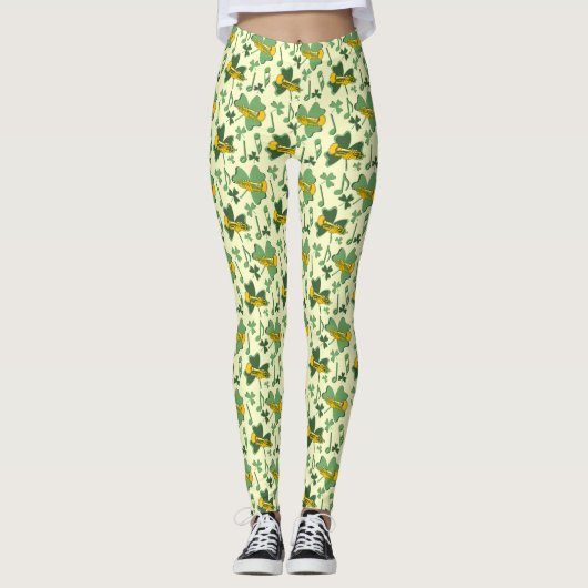 Trompet Shamrock Muzieknoten Leggings (Voorkant)