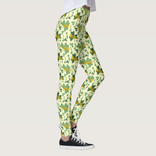 Trompet Shamrock Muzieknoten Leggings (Rechts)