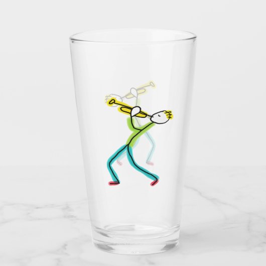 Trompet spelende Stickman Glas (Voorkant)
