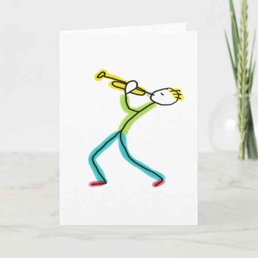 Trompet spelende Stickman Kaart (Voorkant)