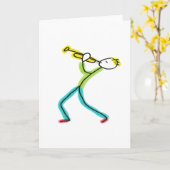 Trompet spelende Stickman Kaart (Gele Bloem)