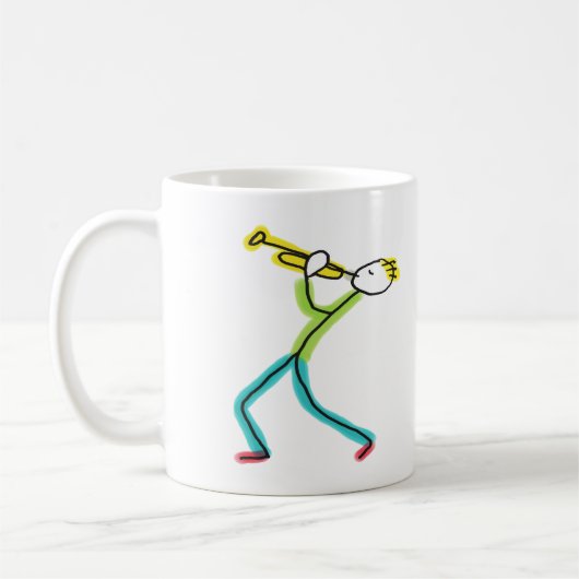 Trompet spelende Stickman Koffiemok (Links)