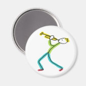 Trompet spelende Stickman Magneet (Voorkant / Achterkant)