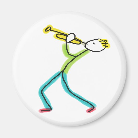 Trompet spelende Stickman Magneet (Voorkant)