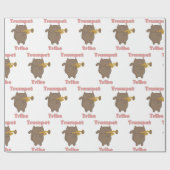 Trompet Stam Bruine Kat Roze Cadeaupapier (Vlak)