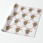Trompet Stam Bruine Kat Roze Cadeaupapier (Uitgerold)