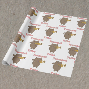 Trompet Stam Bruine Kat Roze Cadeaupapier