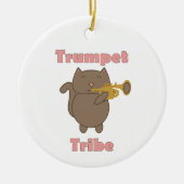 Trompet Stam Bruine Kat Roze Keramisch Ornament (Voorkant)