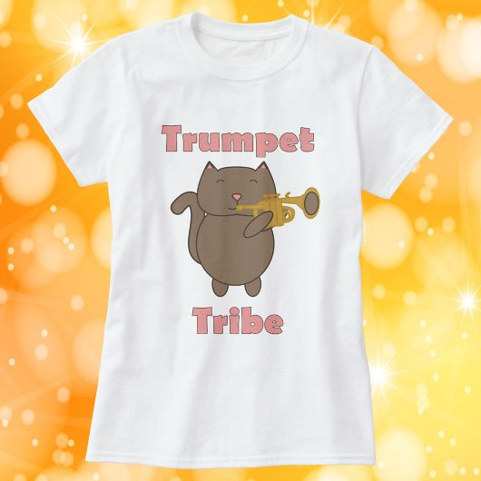 Trompet Stam Bruine Kat Roze T-shirt