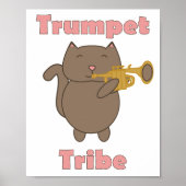 Trompet Stam Cute Kat Muziek Poster (Voorkant)