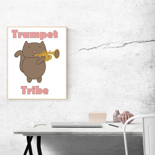 Trompet Stam Cute Kat Muziek Poster