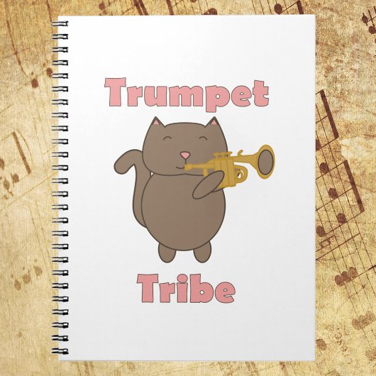 Trompet Stam Cute Kat Roze Notitieboek