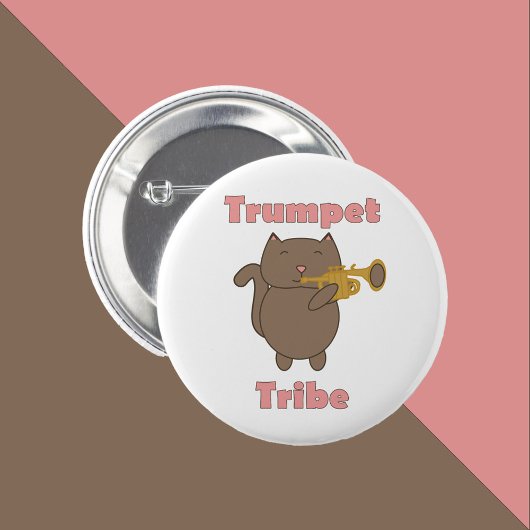Trompet Stam Kat Grappig Roze Ronde Button 5,7 Cm