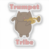 Trompet Stam Kat Muziek Sticker (Voorkant)